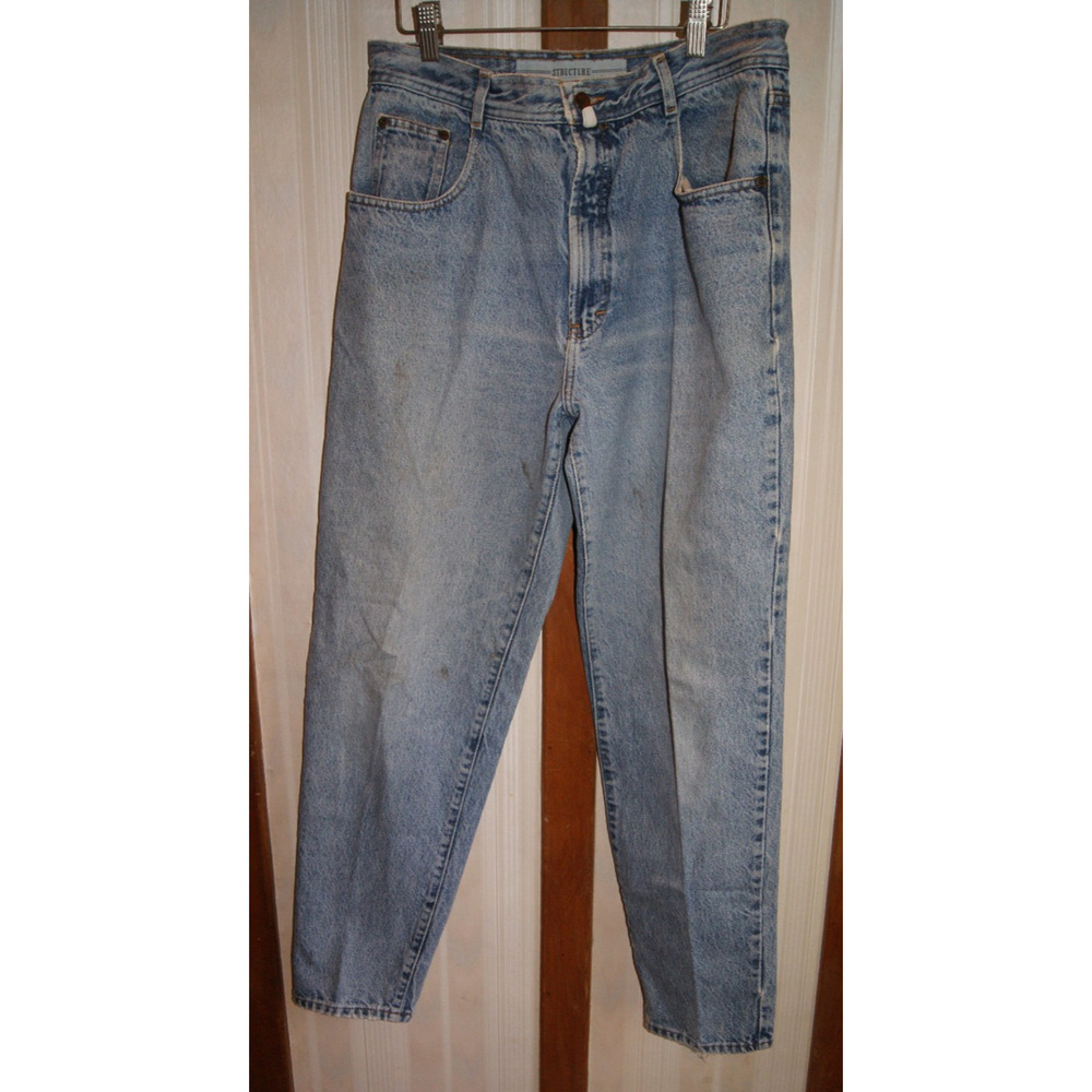Vintage Structure Jeans Mens 36X30 Light Wash Straight Leg 90s Cotton Made USA